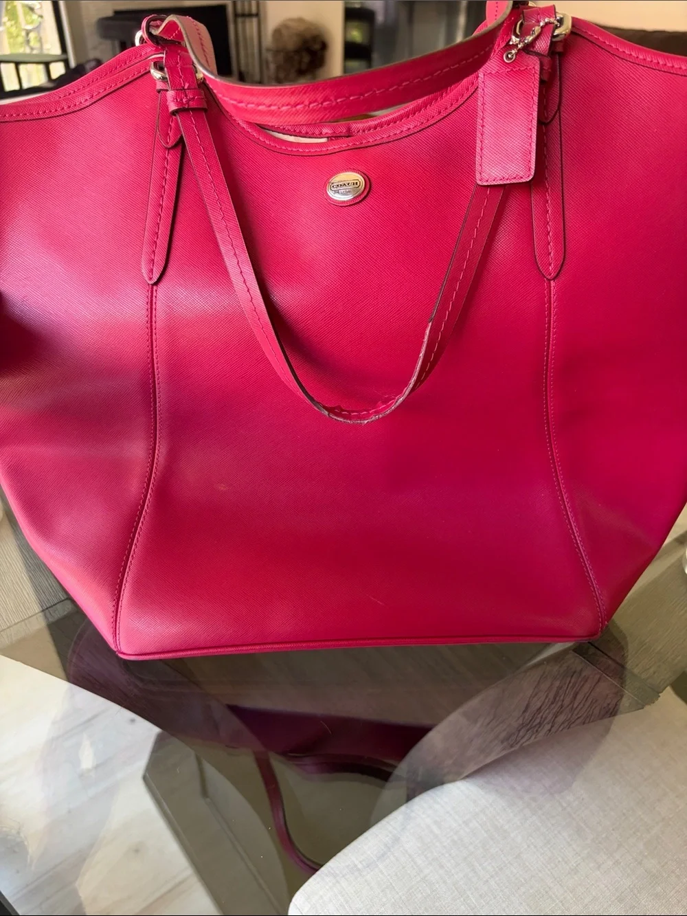 Coach Red Saffiano Leather Tote